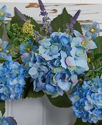 Nearly Natural 24" Hydrangea Blue Wreath