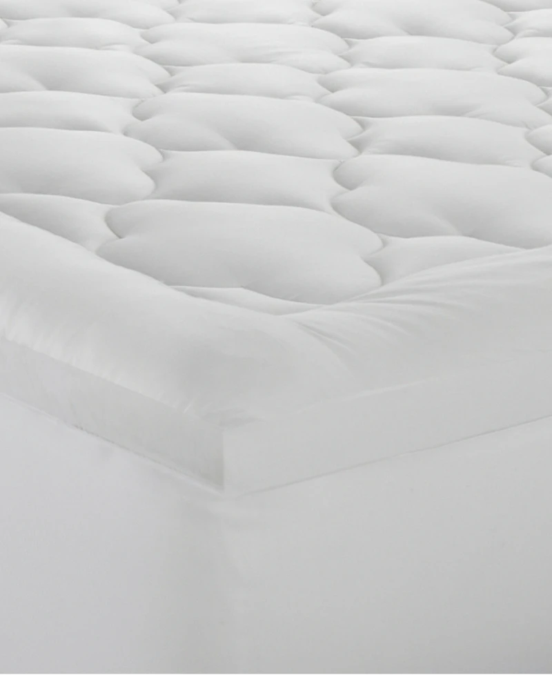 Ella Jayne Lofty 100% Cotton Plush Gel Fiber Filled Mattress Topper, Full