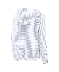 Women's Fanatics White Alabama Crimson Tide Striped Notch Neck Pullover Hoodie