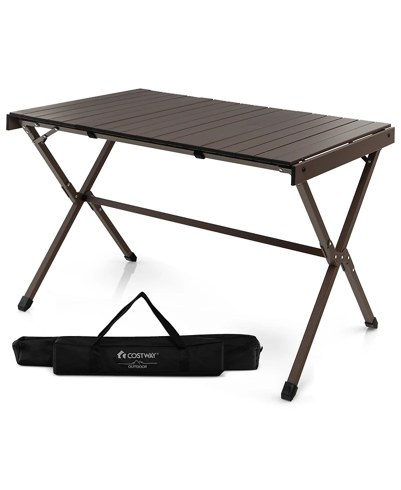 4-6 Person Portable Aluminum Camping Table Lightweight Roll Up Table