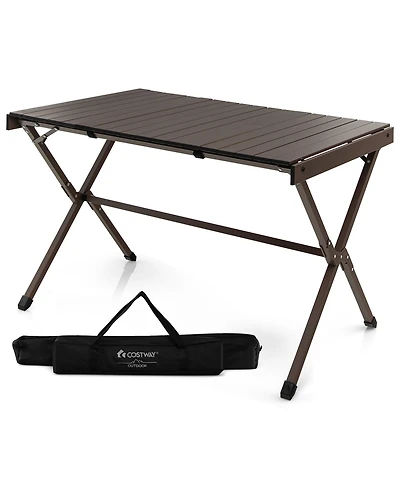 4-6 Person Portable Aluminum Camping Table Lightweight Roll Up Table