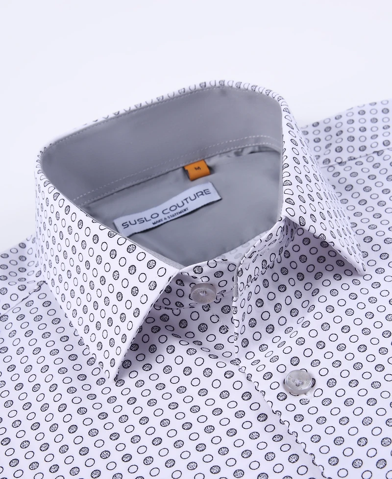 Suslo Couture Men's Slim-Fit Geo-Print Performance Shirt