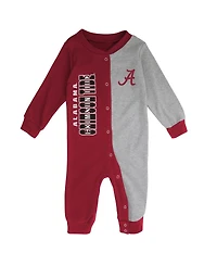 Infant Boys and Girls Crimson, Heather Gray Alabama Crimson Tide Halftime Two-Tone Sleeper