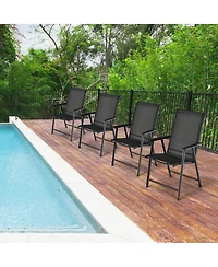 Costway 4PCS Patio Folding Dining Chairs Portable Camping Armrest Garden