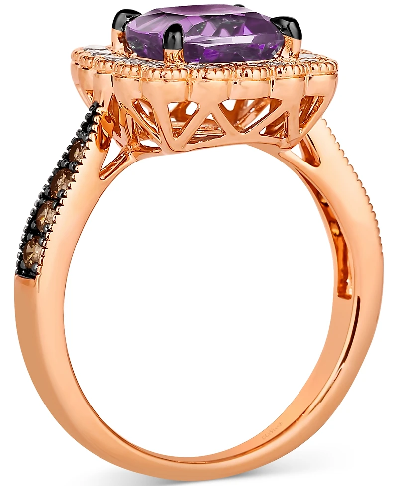 Le Vian Grape Amethyst (2-1/5 ct. t.w.) & Diamond (1/2 ct. t.w.) Halo Ring in 14k Rose Gold