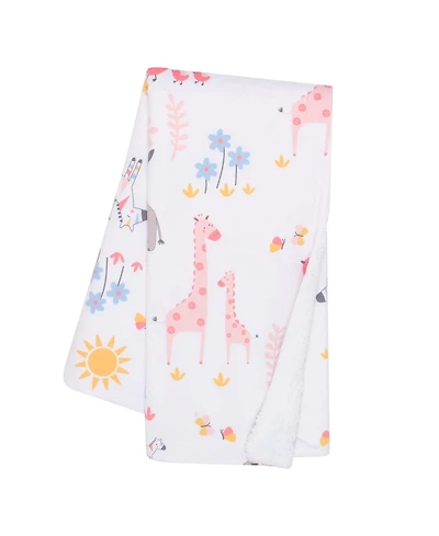 Lambs & Ivy Jazzy Jungle White Fleece Safari Animals Soft Baby Blanket
