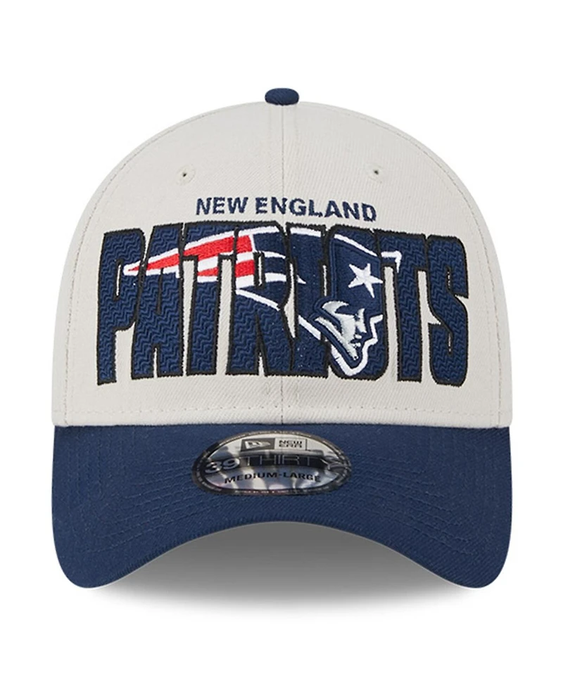 Men's New Era Stone, Navy England Patriots 2023 Nfl Draft 39THIRTY Flex Hat
