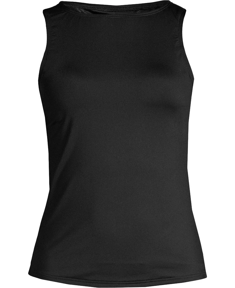 Lands' End Women's Long Chlorine Resistant High Neck Upf 50 Modest Tankini Swimsuit Top