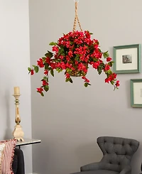Nearly Natural Bougainvillea Uv-Resistant Indoor/Outdoor Hanging Basket