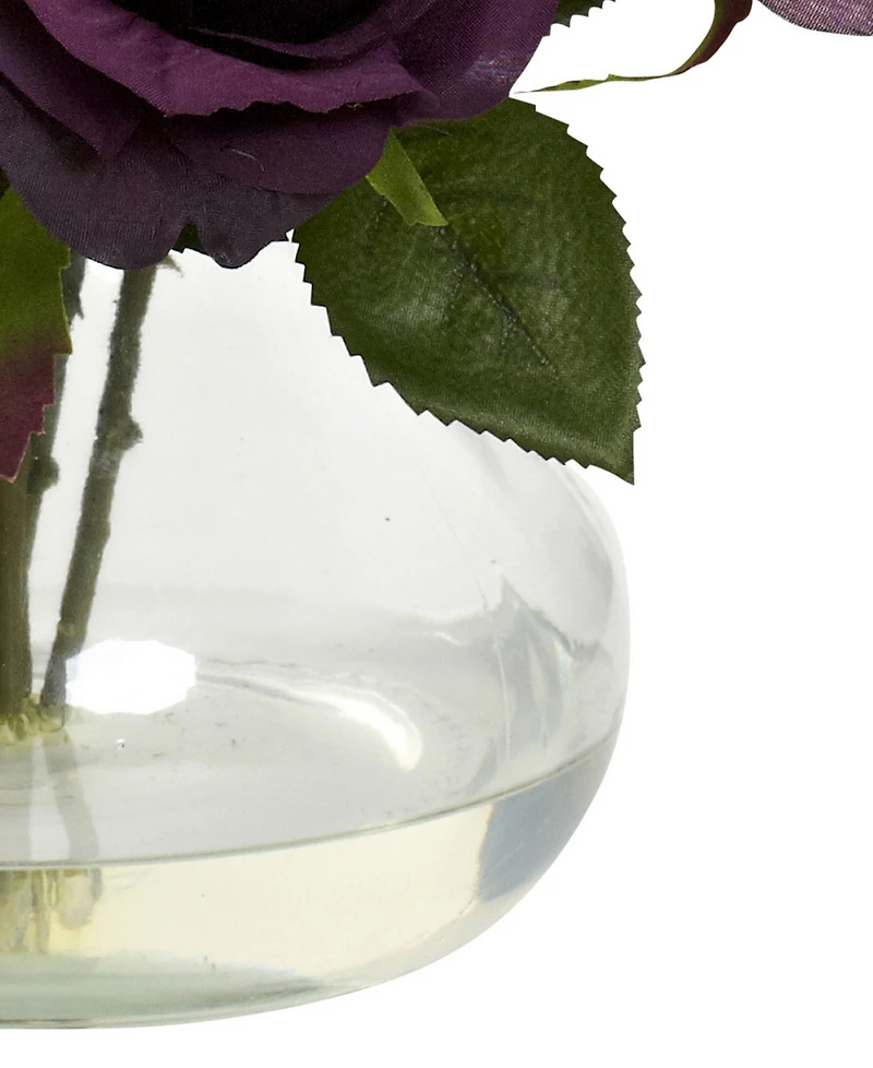 Nearly Natural Purple Rose Artificial Arrangement with Vase