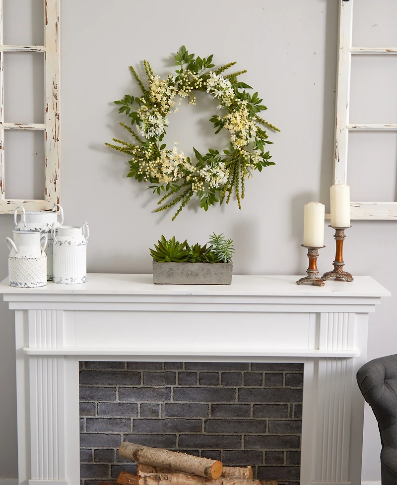 Nearly Natural Artificial Succulent Garden with Concrete Planter