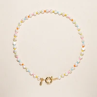 Joey Baby 18K Gold Freshwater Pearls and Pastel Rainbow Beads - Sakura Necklace 17" For Women