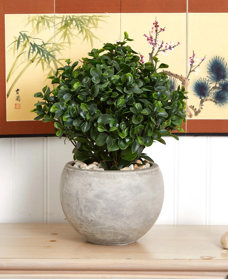 Nearly Natural 2' Eucalyptus Silk Plant in Sand Colored Bowl Uv Resistant