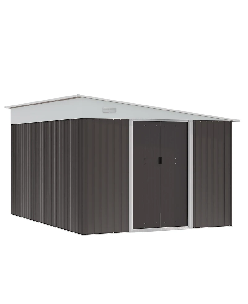 Outsunny 11' x 9' Metal Outdoor Storage Shed with Lockable Doors,