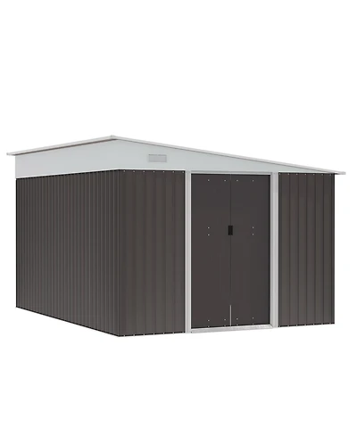 Outsunny 11' x 9' Metal Outdoor Storage Shed with Lockable Doors,