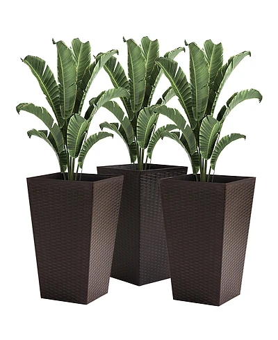 Outsunny Set of 3 Tall Planters, Indoor and Outdoor Flower Pot Set