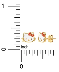 Hello Kitty Enamel Stud Earrings in 10k Gold