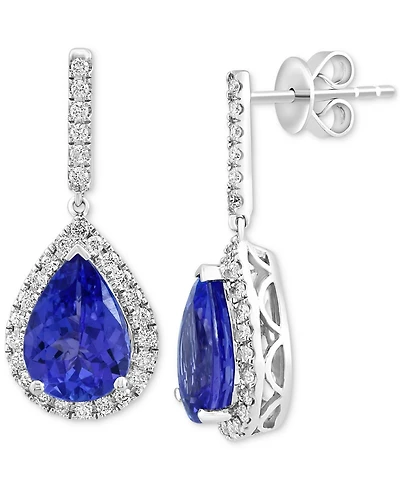Effy Tanzanite (3-1/2 ct. t.w.) & Diamond (3/8 ct. t.w.) Pear Drop Earrings in 14k White Gold