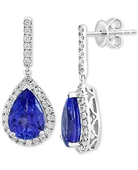 Effy Tanzanite (3-1/2 ct. t.w.) & Diamond (3/8 ct. t.w.) Pear Drop Earrings in 14k White Gold