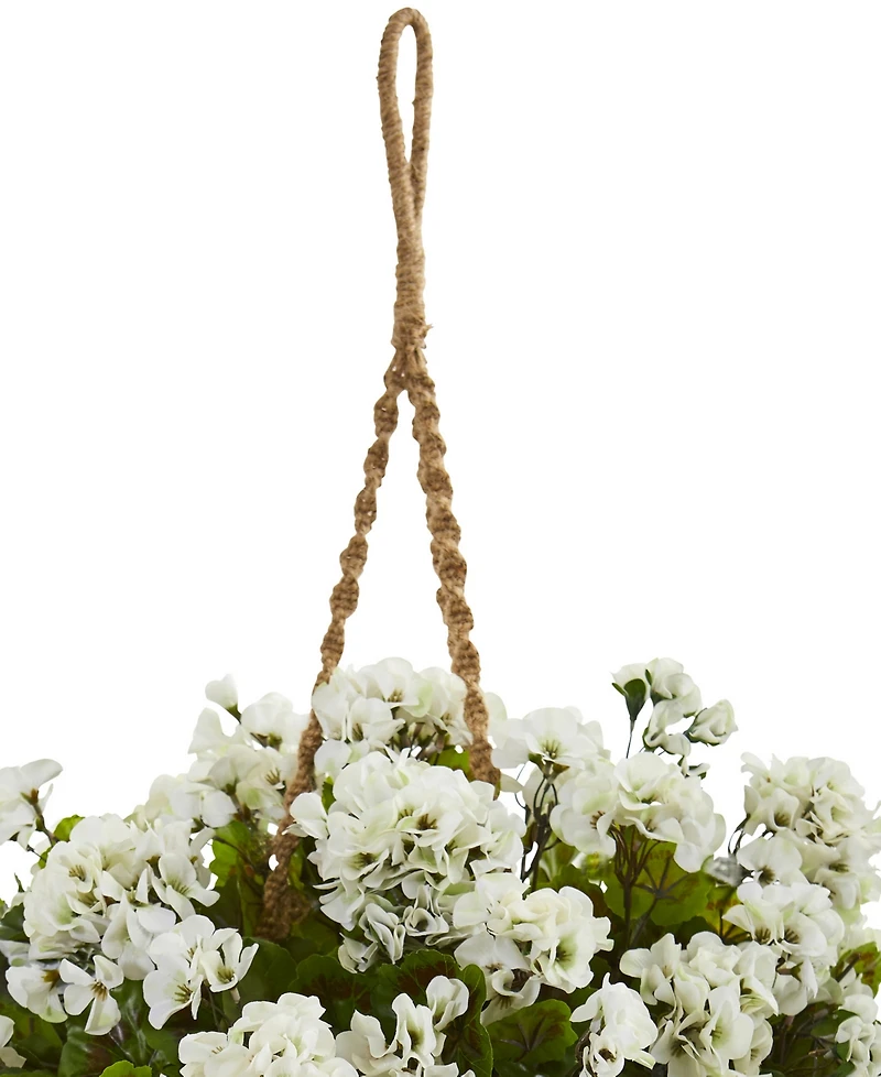 Nearly Natural Geranium Hanging Basket Artificial Plant Uv Resistant