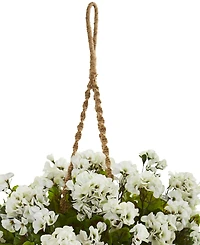 Nearly Natural Geranium Hanging Basket Artificial Plant Uv Resistant
