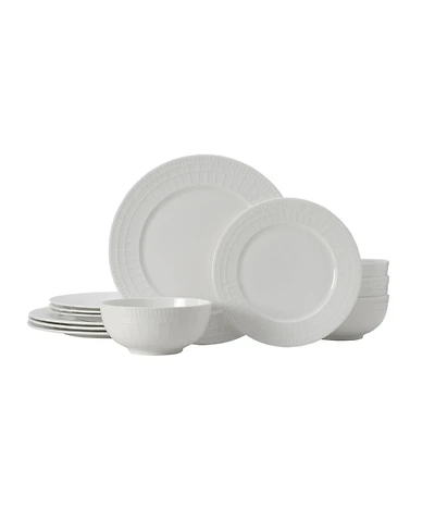 Mikasa Lux Bone China 12 Piece Dinnerware Set, Service for 4