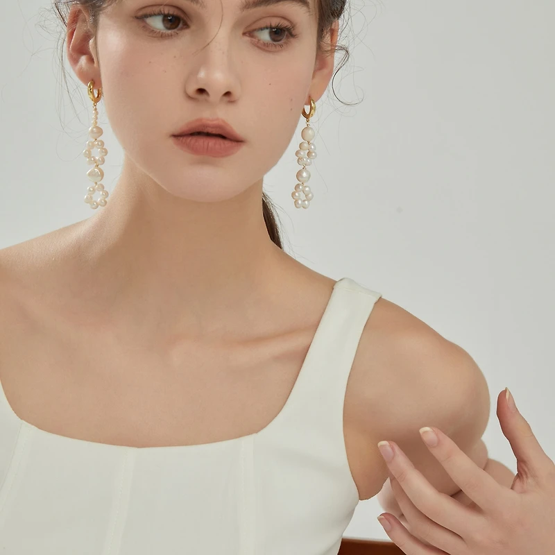 18K Gold Plated Freshwater Pearls - Veronica Earrings For Women