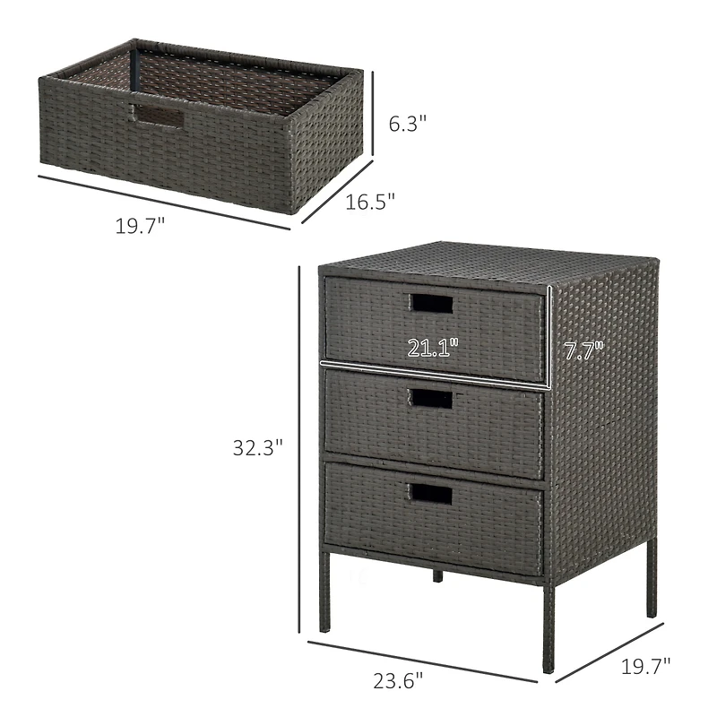 Outsunny Patio Wicker Pool Cabinet