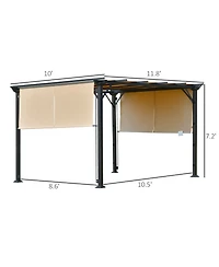 Outsunny 12' x 10' Outdoor Patio Gazebo Pergola with Retractable Canopy Roof