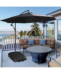 Outsunny Cantilever Umbrella Base, 165 lbs. Capacity, Portable Offset Umbrella Stand on Wheels, Mobile, Heavy-Duty, Fillable with Water or Sand, Black