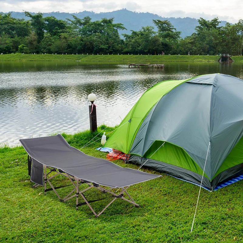 Outsunny Folding Camping Cot, Outdoor Portable Camping Sleeping Bed,