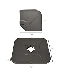 Outsunny 4-Piece 175lb Cantilever Patio Umbrella Base Weights for Offset Hanging Umbrella, Hdpe Water or Sand Filled Umbrella Weights for Cross Base S