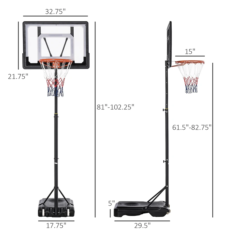 Soozier Basketball Sd for Kids & Height Adjustable w/ Fillable Bottom Base