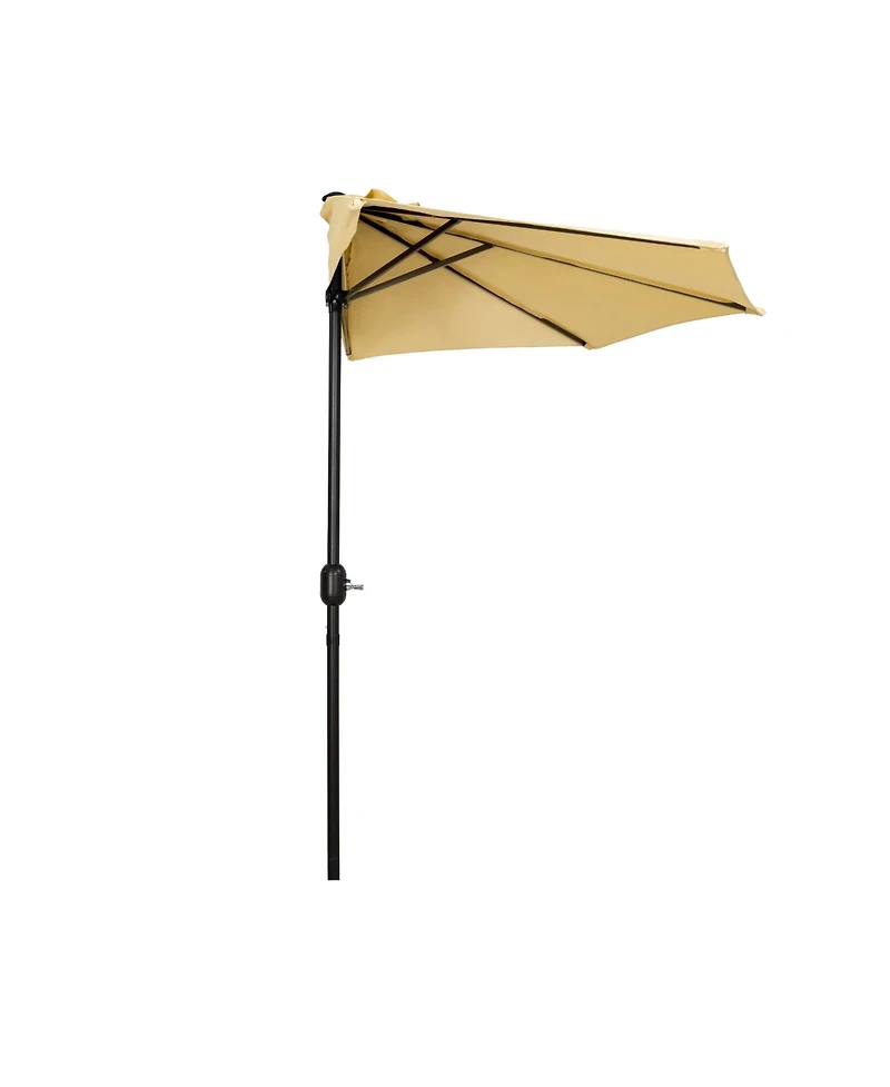 9 Ft Outdoor Patio Half Market Umbrella with Concrete Weight Base Set