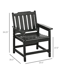 Outsunny Plastic Patio Chairs, Outdoor Dining Chair with Armrests and Slatted Back, Outdoor Armchair for Lawn, Garden, Poolside, Backyard, Black
