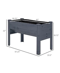 Outsunny 48" Fir Wood Raised Garden Bed w/ Tool Hooks,
