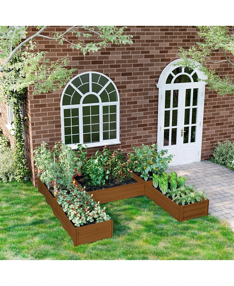 Outsunny Raised Garden Bed Set of 5 Diy Large Wooden Planters Box,