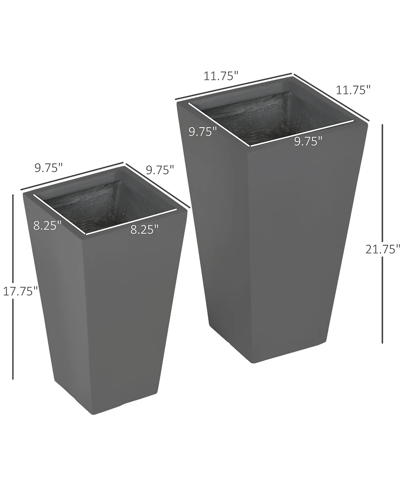 Outsunny 2-Pack MgO Flower Pots with Drainage Hole, Outdoor Planters,