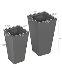 Outsunny 2-Pack MgO Flower Pots with Drainage Hole, Outdoor Planters,