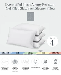 Ella Jayne Signature Plush Allergy-Resistant Firm Density Side/Back Sleeper Down Alternative 4-Pack Pillow