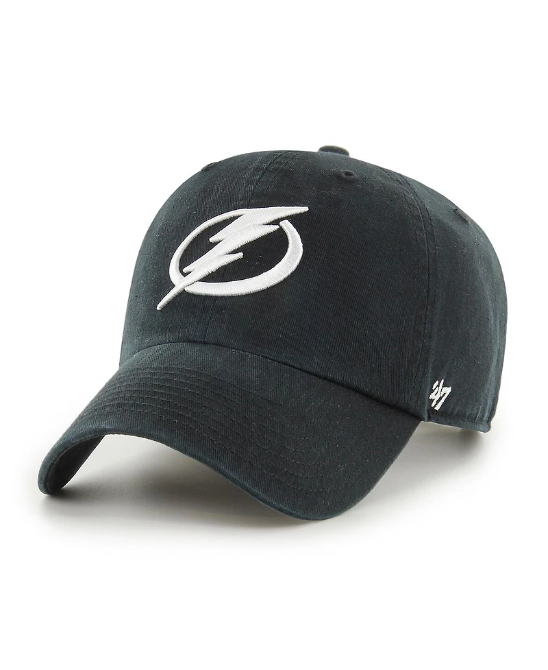 Men's '47 Brand Black Tampa Bay Lightning Clean Up Adjustable Hat