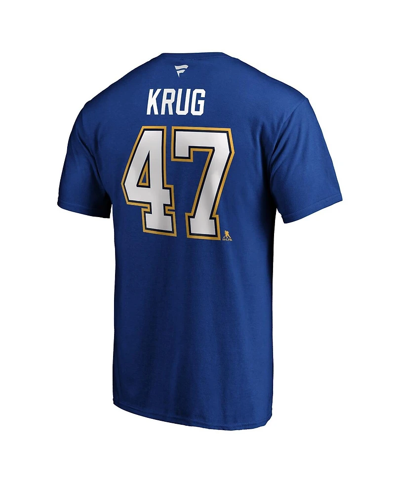 Men's Fanatics Torey Krug Blue St. Louis Blues Authentic Stack Name and Number T-shirt