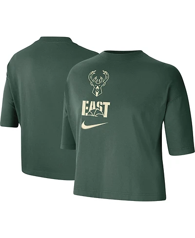 Women's Nike Hunter Green Milwaukee Bucks Essential Boxy T-shirt