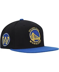 Men's Mitchell & Ness Black, Royal Golden State Warriors Side Core 2.0 Snapback Hat
