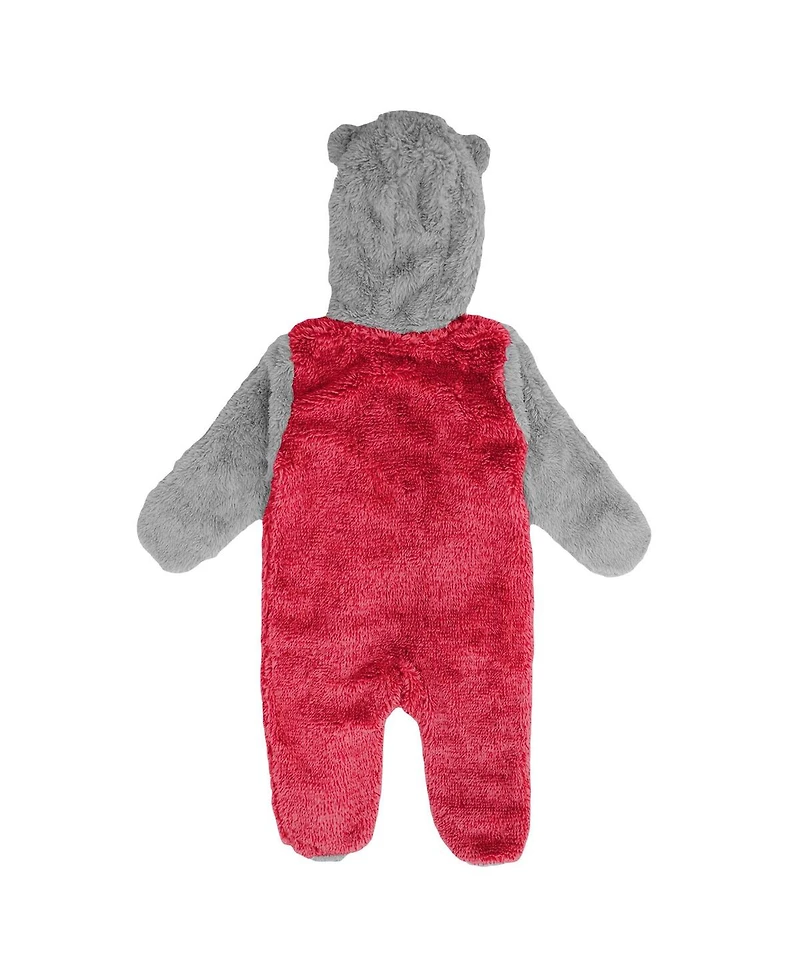 Newborn and Infant Boys Girls Red Chicago Blackhawks Game Nap Teddy Fleece Bunting Full-Zip Sleeper