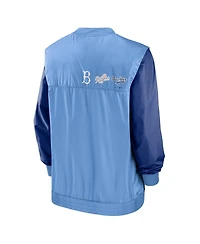Men's Nike White, Light Blue Los Angeles Dodgers Rewind Warmup V-Neck Pullover Jacket