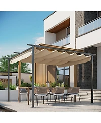 Outsunny 11.5'x11.5' Retractable Patio Gazebo Pergola, Uv Resist