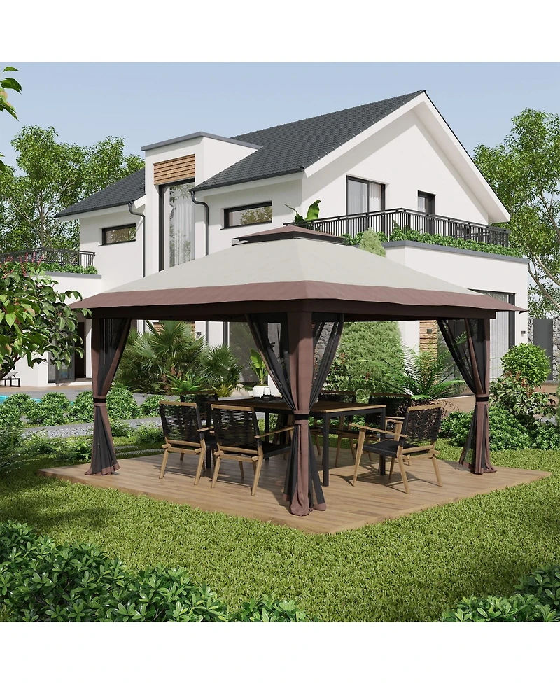 Outsunny 13' x Pop Up Canopy w/ Netting, Weight Bags,