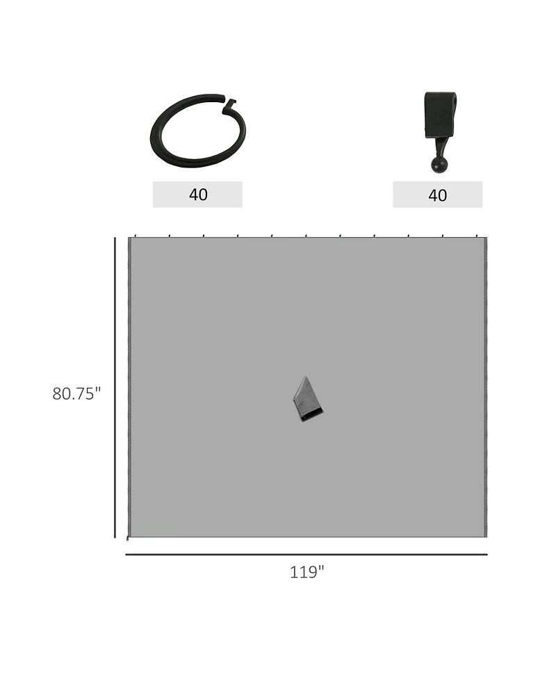 Outsunny 10' x 10' Universal Gazebo Sidewall Set with 4 Panels, 40 Hooks/C-Rings Included for Pergolas & Cabanas, Light Gray