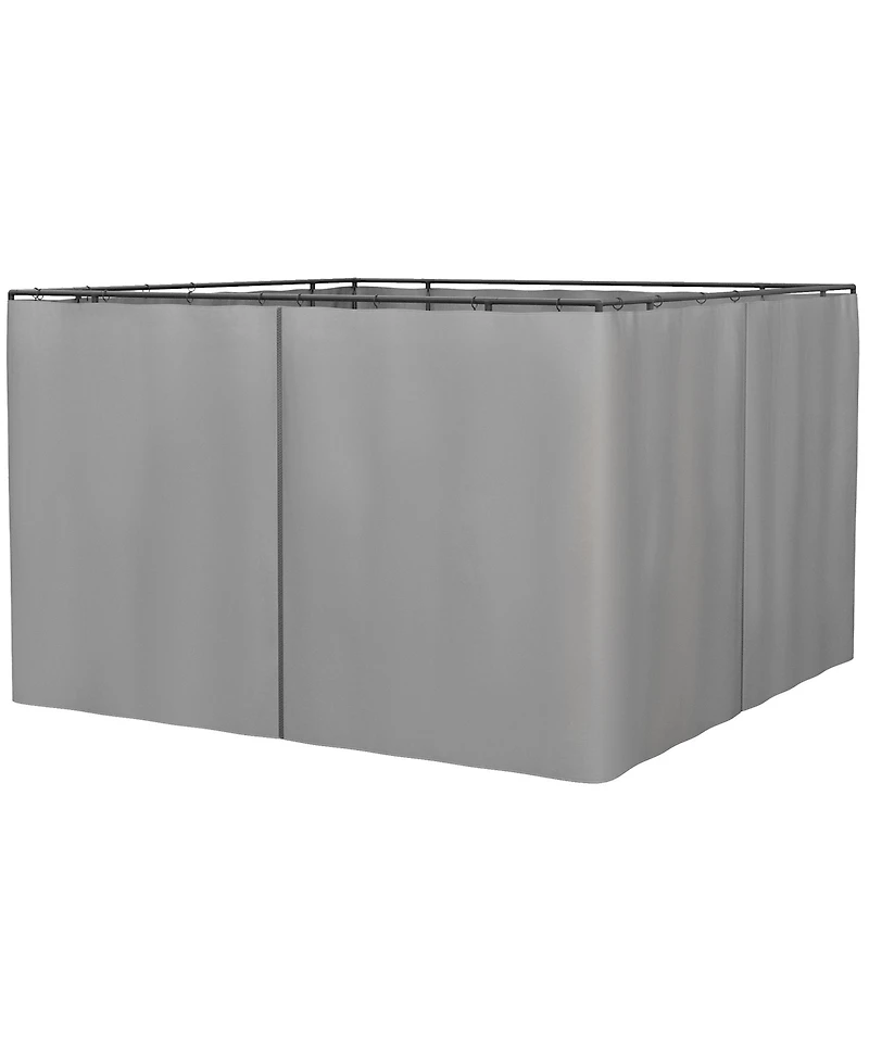 Outsunny 10' x 10' Universal Gazebo Sidewall Set with 4 Panels, 40 Hooks/C-Rings Included for Pergolas & Cabanas, Light Gray